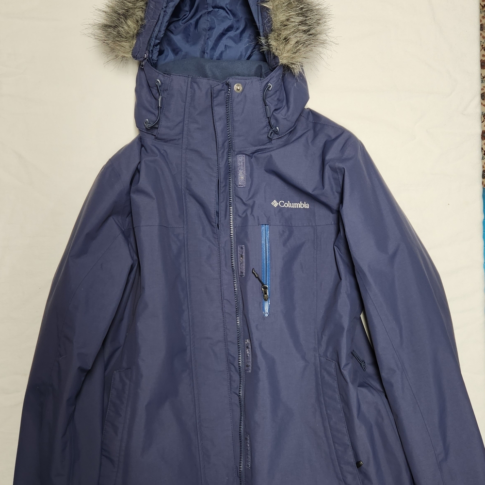 Columbia Omni Heat Blue Ski & Snow Jacket with Fur Hood